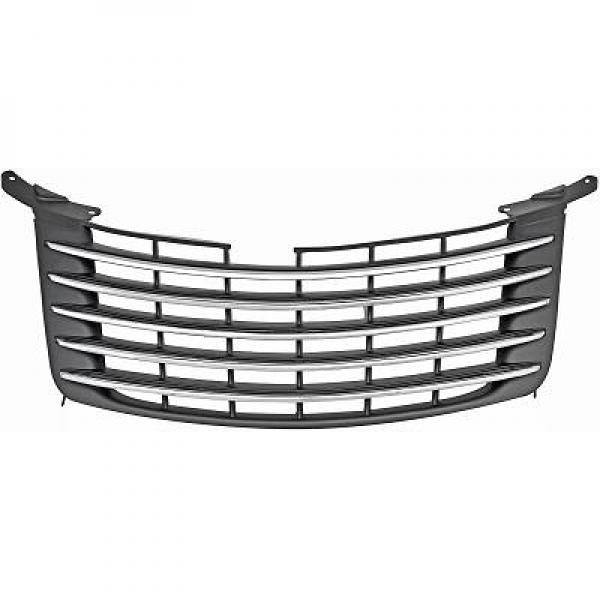 Grille de calandre, noir, avec barrette chromée