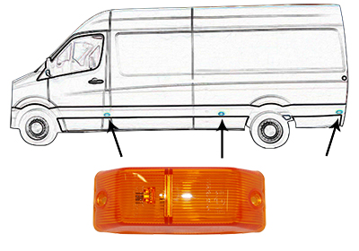 Feu clignotant latéral droit ou gauche, orange, modèle 4x4