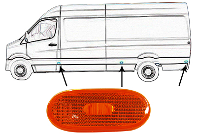 Feu clignotant latéral droit ou gauche, orange, ovale, sauf modèle 4x4