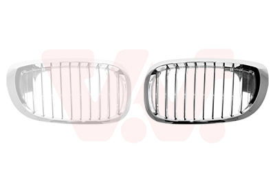 Grille de calandre gauche, noire avec cadre chromé