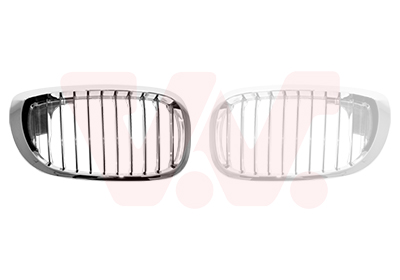 Grille de calandre droite, noire avec cadre chromé
