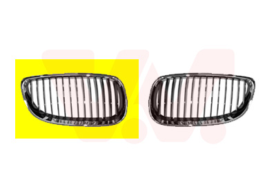Grille calandre droite, noire et chromée