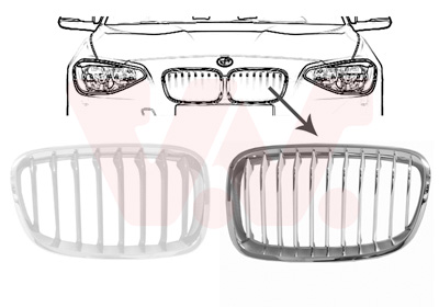 Grille calandre gauche, blanc et chromée, modèle urban