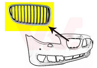 Grille calandre droite, chromée avec cadre chromé