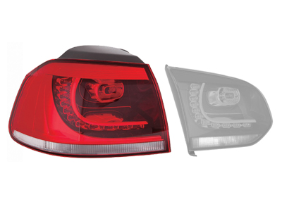 Feu arrière gauche, sur aile, led, rouge foncé