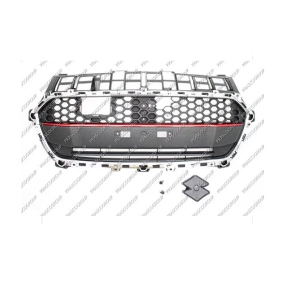 Grille de pare-chocs avant centrale, chromée/noire, avec moulure rouge, modèle sport