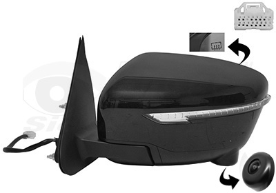 Rétroviseur gauche, noir, rabattable électriquement, chauffant, avec feu clignotant, avec caméra angle mort