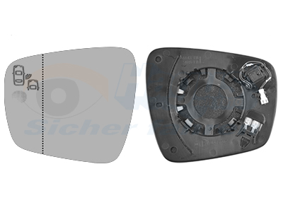 Glace de rétroviseur gauche, chauffante, avec assistance angle mort
