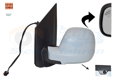 Rétroviseur gauche, à peindre, rabattable électriquement, chauffant, avec surveillance angle mort, avec sonde de température
