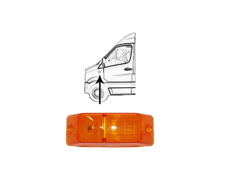 Feu répétiteur d'aile avant, droit ou gauche, orange, carre