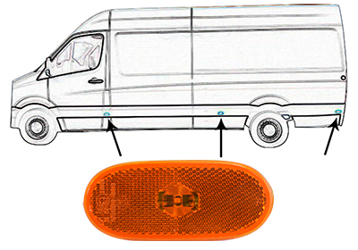 Feu clignotant latéral droit ou gauche, orange, ovale, led, modèle à partir de 2013