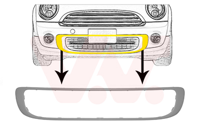 Contour grille de pare-chocs avant inferieur, a peindre, modèle one/cooper/clubman, avec cadre chromée
