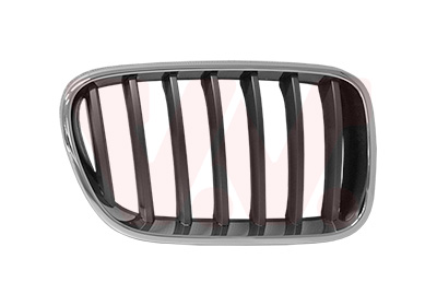 Grille de calandre droit, noire avec cadre chromée