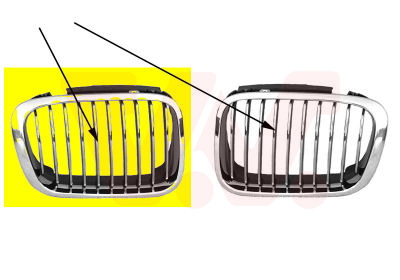 Grille de calandre, droite, chromée