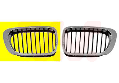 Grille de calandre, droite, noire avec cadre chromée
