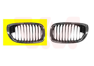 Grille de calandre, droite, chromée avec cadre chromé