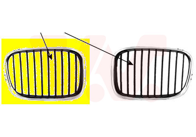 Grille de calandre droite, noire avec cadre chromé