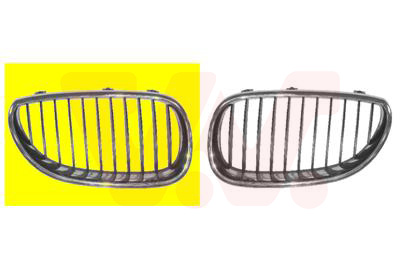 Grille de calandre droite, noire avec cadre chromée