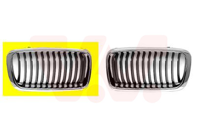 Grille de calandre droite, chromée avec cadre chromé