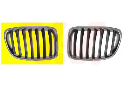 Grille de calandre droite, noire/chromée