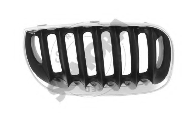 Grille de calandre droite, noire et chromée