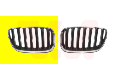 Grille de calandre droite, noire/chromée