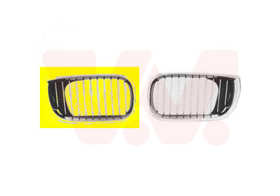 Grille de calandre, gauche, chromée/noire