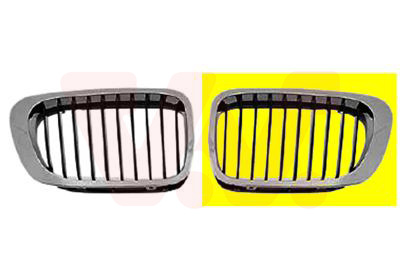 Grille de calandre, gauche, noire avec cadre chromée