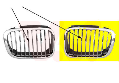 Grille de calandre, gauche, chromée