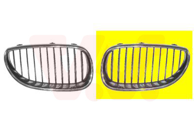 Grille de calandre gauche, noire avec cadre chromée