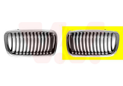 Grille de calandre gauche, noire avec cadre chromé