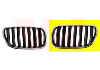 Grille de calandre gauche, noire/chromée