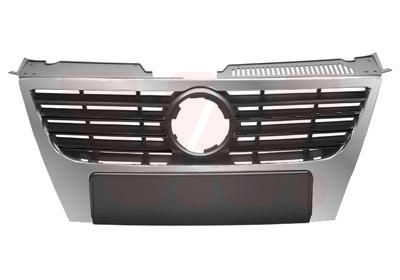 Grille de calandre, noire/chromée, sans emplacement radars, pour emblème 150 mm