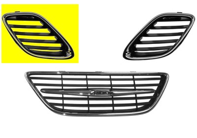 Grille de calandre, droite, noire/chromée