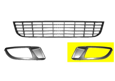 Grille de pare chocs avant, gauche, avec emplacement antibrouillard
