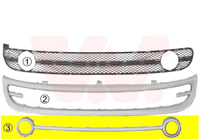 Grille de pare-chocs avant, inferieure, avec emplacement antibrouillard