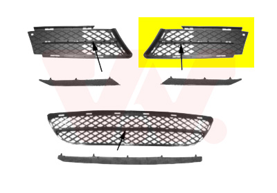 Grille de pare-chocs avant gauche, avec moulure chromée