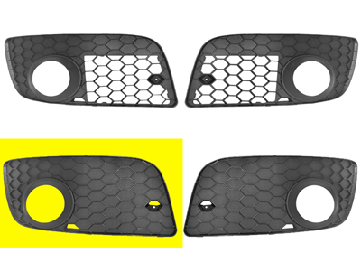 Grille de pare-chocs avant droite, fermée, avec emplacement antibrouillard, modèle gti