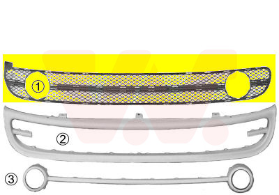 Grille de pare-chocs avant, centrale, avec emplacement antibrouillard