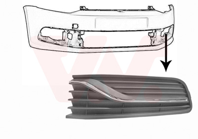 Grille de pare-chocs avant gauche, sans emplacement antibrouillard, avec moulure chromée, modèle Confortline