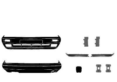 Kit pare-chocs avant avec emplacement antibrouillard et pare-chocs arrière, avec support, avec spoiler avant, modèle gti