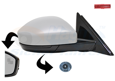Rétroviseur droit, à peindre, rabattable électriquement, chauffant, avec feu clignotant, avec éclairage au sol, avec surveillance angle mort, avec fonction mémoire