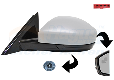 Rétroviseur gauche, à peindre, rabattable électriquement, chauffant, avec feu clignotant, avec sonde de température, avec éclairage au sol, avec surveillance angle mort, avec fonction mémoir