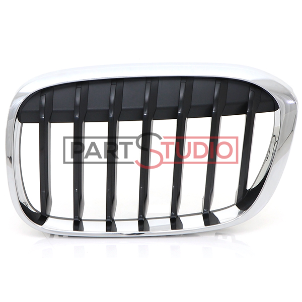 Grille de calandre avant gauche, noir et chromé, modèle basic