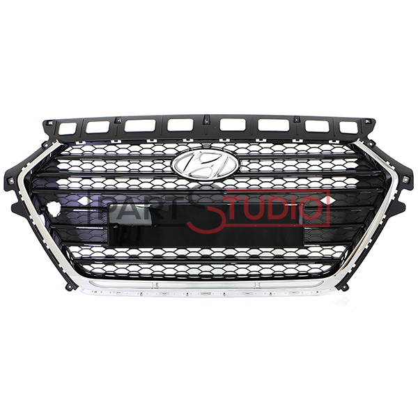 Grille de calandre complète, noire brillante et chromée