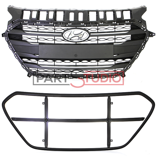 Grille de calandre complète, noire et chromée