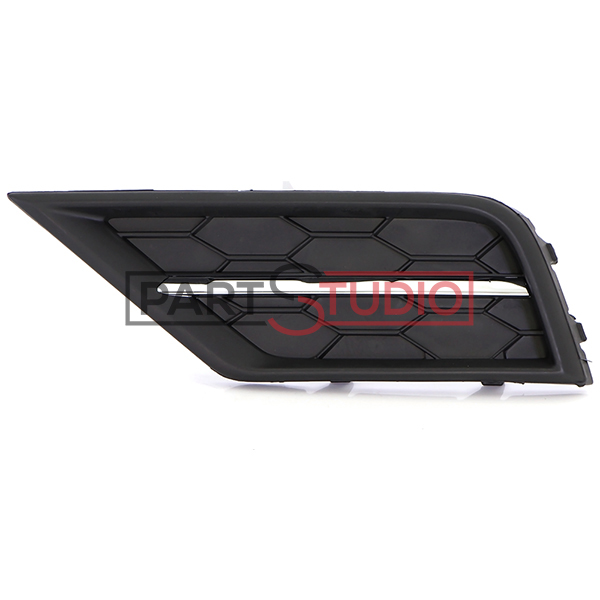 Grille de pare-chocs avant gauche supérieure, noire avec moulure chromée