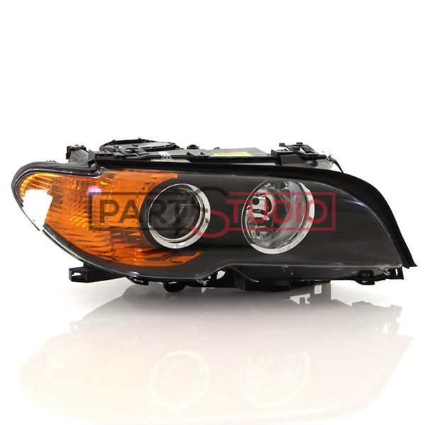 Phare avant droit, lampe h7+h7, clignotant orange, bord noir, modèle coupé/cabriolet