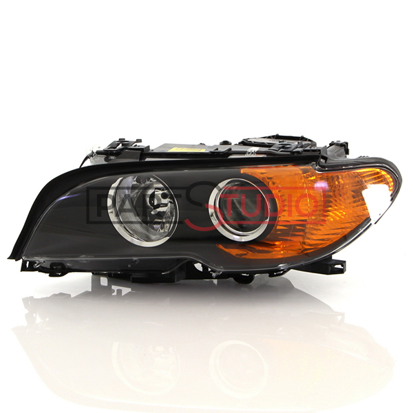 Phare avant gauche, lampe h7+h7, clignotant orange, bord noir, modèle coupé/cabriolet