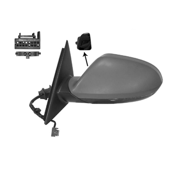 Rétroviseur gauche, à peindre, électrique, rabattable électriquement, chauffant, avec clignotant, avec option side assist